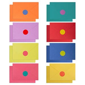 120 blank cards with envelopes & stickers | 4" x 6" bulk boxed set of all occasions colored notecards | rainbow assortment of plain color cardstock ideal for card making and kids stationary set