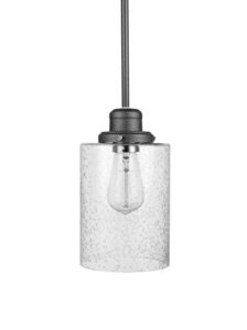 globe electric 61009 annecy 1-light pendant, graphite finish, seeded glass shade, bulb included