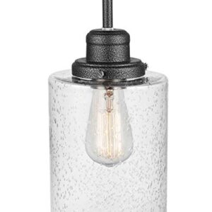 Globe Electric 61009 Annecy 1-Light Pendant, Graphite Finish, Seeded Glass Shade, Bulb Included