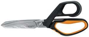 fiskars powerarc heavy-duty scissors, up to 30% more power, length 21cm, durable stainless steel blade/plastic handles, 1027204, orange/black