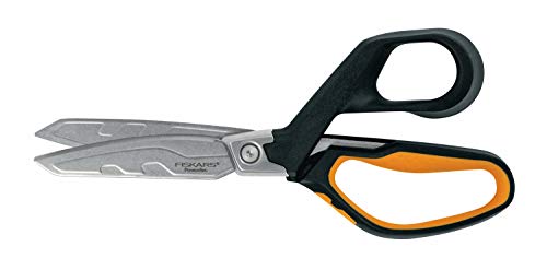 Fiskars PowerArc Heavy-Duty Scissors, Up to 30% More Power, Length 21cm, Durable Stainless Steel Blade/Plastic Handles, 1027204, Orange/Black