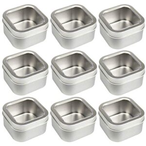 ljy empty 4-ounce square silver metal tins with clear window for candle making, candies, gifts & treasures (9 pack)