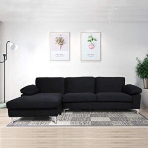 ustinsa sectional couch for living room sectional sofa with velvet fabric and hard wood frame l-shape sectional sofa couch black sofa
