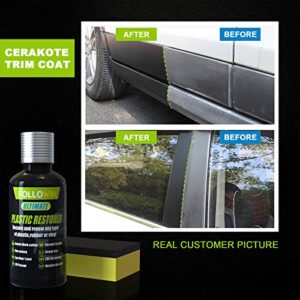 FOLLOWIN Plastic Restorer for Cars Ceramic Plastic Coating Trim Restore, Resists Water, UV Rays, Dirt, Ceramic Coating, Not Dressing, Last Over 200 Washes, Highly Concentrated, 30ml