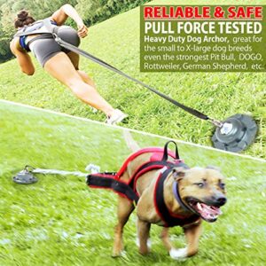 360° Swivel Dog Tie Out Stake Dog Anchor – Lifetime Replacement - Heavy Dog Yard Stake Rust Proof Cat Anchor Dog Tether Holds 1000Lbs of Pull Force for Yard Camping Outdoor (All sized animals, Silver)