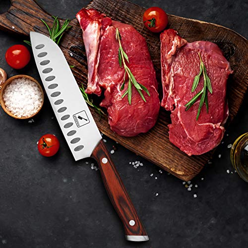 imarku Kitchen knife, 7’’Santoku Knife, German High Carbon Steel Chopper Knife, Professional Chef Knife with Ergonomic Handle, Extremely Sharp＆Durable