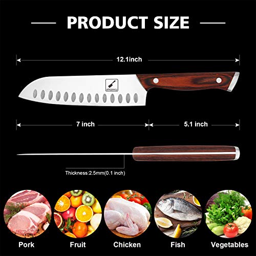 imarku Kitchen knife, 7’’Santoku Knife, German High Carbon Steel Chopper Knife, Professional Chef Knife with Ergonomic Handle, Extremely Sharp＆Durable