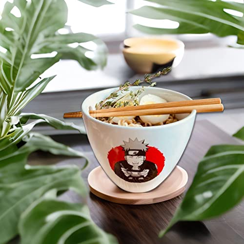 JUST FUNKY Naruto Ramen Bowl with Wooden Chopstick featuring Naruto Eating Ramen | 16 oz Naruto Gift Set | Kitchen Deco | Anime Bowl | Collective | Official Licensed