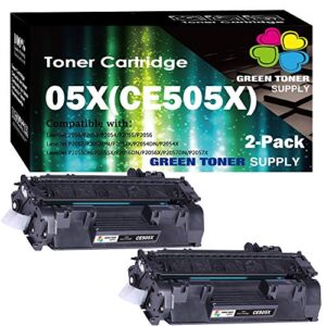 (2 pack) gts compatible for toner cartridge hp 05x 505x ce505x (black) for laserjet p2055dn p2055 p2055d p2055x pro 400 pro 400 m401n m401dne m401dw mfp m425dn printer