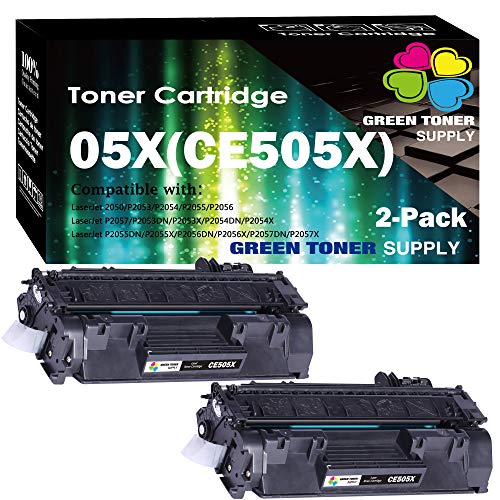 (2 Pack) GTS Compatible for Toner Cartridge HP 05X 505X CE505X (Black) for Laserjet P2055dn P2055 P2055D P2055X Pro 400 Pro 400 M401n M401dne M401dw MFP M425dn Printer