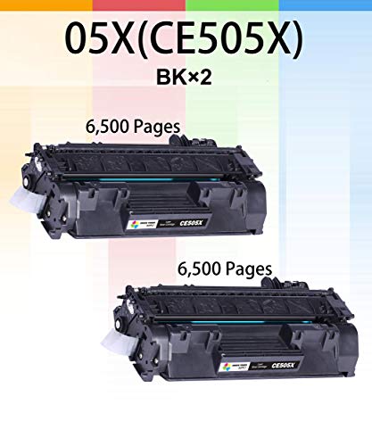 (2 Pack) GTS Compatible for Toner Cartridge HP 05X 505X CE505X (Black) for Laserjet P2055dn P2055 P2055D P2055X Pro 400 Pro 400 M401n M401dne M401dw MFP M425dn Printer