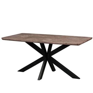 leisuremod ravenna 63" rectangular wood dining table with geometric base (grey)