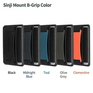 Sinjimoru Detachable Cell Phone Wallet, Wireless Charging Compatible Mobile Phone Grip Stand as iPhone Credit Card Holder for Back of Phone. Sinji Mount B-Grip Clementine