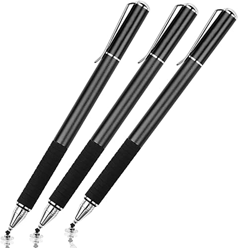 Fine Point Disc Stylus Pen for Apple iPad Pencil, Compatible with iPhone, iPad, iPad Pro, Samsung Galaxy Cellphones & Tablets and All Other Touch Screen Devices (3Pcs with Extras)