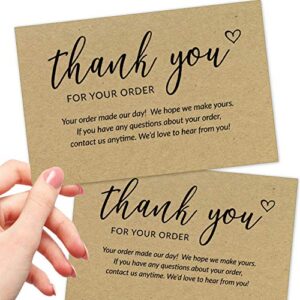 t marie 50 large 4x6 kraft thank you cards small business supplies for boutique shops - thank you for your order and thanks for supporting my small business - bulk thank you for shopping cards