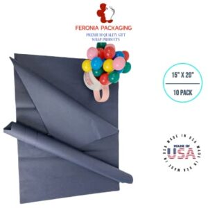 Navy Blue Tissue Paper Squares, Bulk 10 Sheets, Premium Gift Wrap and Art Supplies for Birthdays, Holidays, or Presents by Feronia packaging, Large 15 Inch x 20 Inch Made in USA