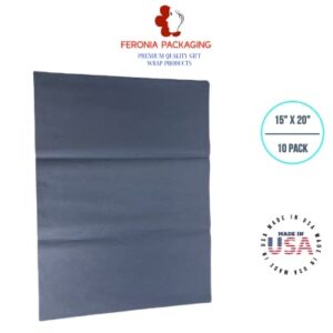Navy Blue Tissue Paper Squares, Bulk 10 Sheets, Premium Gift Wrap and Art Supplies for Birthdays, Holidays, or Presents by Feronia packaging, Large 15 Inch x 20 Inch Made in USA