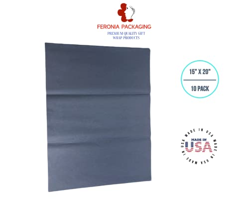 Navy Blue Tissue Paper Squares, Bulk 10 Sheets, Premium Gift Wrap and Art Supplies for Birthdays, Holidays, or Presents by Feronia packaging, Large 15 Inch x 20 Inch Made in USA