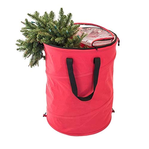 Northlight 30" Red and Black Extra Large Pop-Up Christmas Decorations Storage Bag