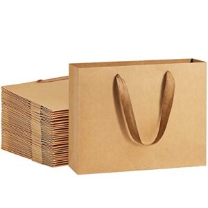 paper bags 10.6x3.1x8.3" 25pcs bagdream gift bags heavy duty kraft brown gift paper bags with handles soft cloth, party favor bags, shopping bags, retail bags, merchandise bags, wedding party gift bags