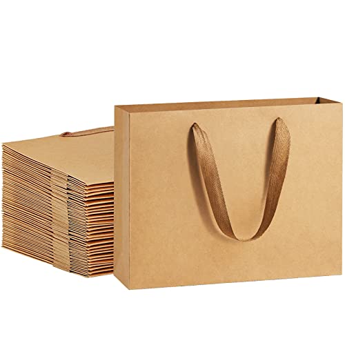 Paper Bags 10.6x3.1x8.3" 25Pcs BagDream Gift Bags Heavy Duty Kraft Brown Gift Paper Bags with Handles Soft Cloth, Party Favor Bags, Shopping Bags, Retail Bags, Merchandise Bags, Wedding Party Gift Bags