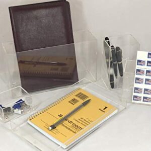 pbf PHOTO BOOTH FRAMES Acrylic Desk Organizer- 5 Pieces- Clear Desk Accessories Organizer Pen Pencil Holder Office Desktop Organizer set