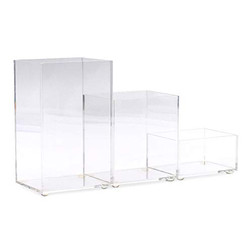 pbf PHOTO BOOTH FRAMES Acrylic Desk Organizer- 5 Pieces- Clear Desk Accessories Organizer Pen Pencil Holder Office Desktop Organizer set