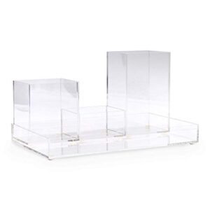 pbf PHOTO BOOTH FRAMES Acrylic Desk Organizer- 5 Pieces- Clear Desk Accessories Organizer Pen Pencil Holder Office Desktop Organizer set