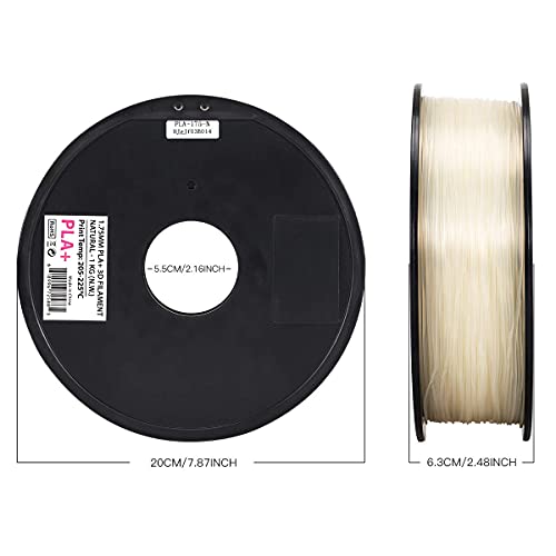 Inland PLA Plus (PLA+) 3D Printer Filament 1.75mm - PLA Pro Dimensional Accuracy +/- 0.03 mm - 1 kg Spool (2.2 lbs) – Fits Most FDM/FFF Printers – Odor Free, Clog Free 3D Printing Filaments - Natural