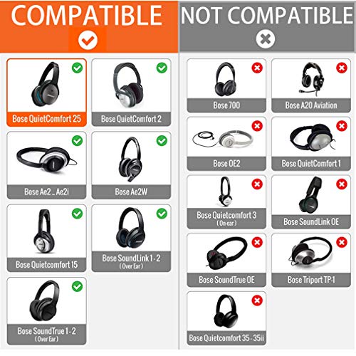 Cosyplus Bose QuietComfort 25 Replacement Ear Pads for Ear Cushion Kit for Bose Headphones QC2 QC15 QC25 QC35 SoundLink SoundTrue Around-Ear II AE2 Ae2i Ae2w Black