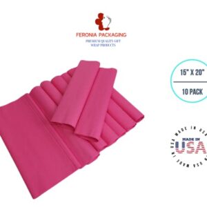 Feronia packaging Hot Pink Tissue Paper Squares, Bulk 10 Sheets, Premium Gift Wrap and Art Supplies for Birthdays, Holidays, or Presents, Large 15 Inch x 20 Inch Made in USA