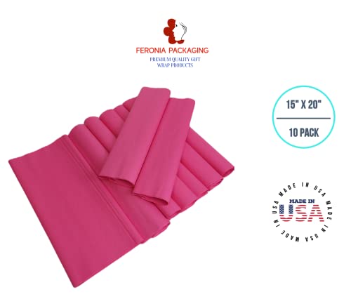 Feronia packaging Hot Pink Tissue Paper Squares, Bulk 10 Sheets, Premium Gift Wrap and Art Supplies for Birthdays, Holidays, or Presents, Large 15 Inch x 20 Inch Made in USA