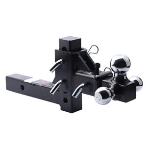 hitowfmg 2" adjustable tri-ball mount drop hitch trailer hitches ball mount, 5-3/4" drop/rise