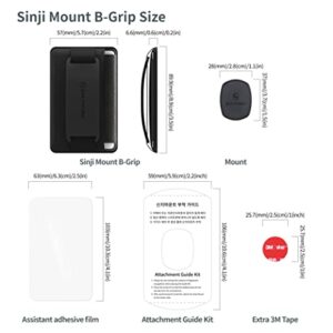 Sinjimoru Detachable Cell Phone Wallet, Wireless Charging Compatible Mobile Phone Grip Stand as iPhone Credit Card Holder for Back of Phone. Sinji Mount B-Grip Black