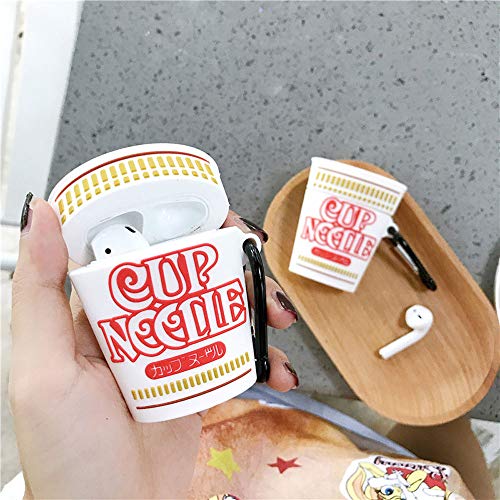 TOU-BEGUIN Charging Case Compatible with Airpods 1/2,Cute Noodles Box Creative Instant Food Container Design Full Protective Earphone Skin Cover