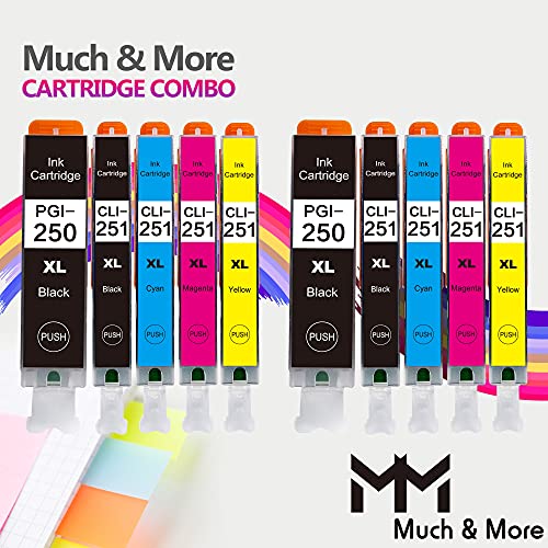 MM MUCH & MORE Compatible Ink Cartridge Replacement for Canon PGI-250XL CLI-251XL PGI 250 XL CLI 251 XL to use for PIXMA MX922 IP7220 MG5520 MG5420 IX6820 IP8720 MG7520 MG7120 MG6320 Printer (10-Pack)