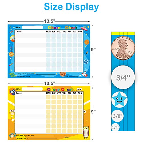 Pack of 16 Chore Reward Chart for Kids, Yoklili Teach Children Responsibility & Good Behavior Chart for Home Classroom, Includes 144 Chore & 960 Star Stickers