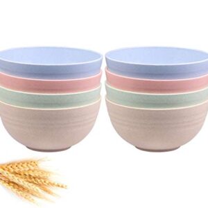 Unbreakable Cereal Bowls - 24 OZ Wheat Straw Fiber Lightweight Bowl Sets 8 - Dishwasher & Microwave Safe - for,Rice,Soup Bowls