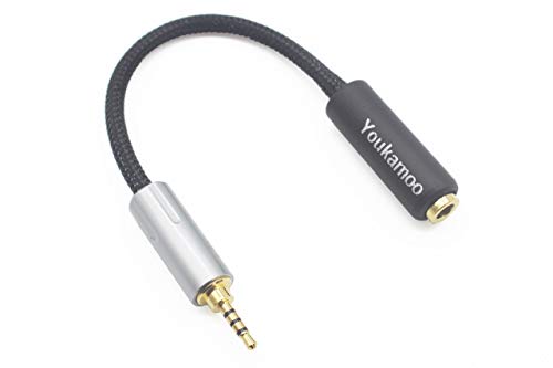 Youkamoo [ 2.5mm Male ] 2.5mm Male to 4.4mm Female 8 Core Silver Plated Headphone Earphone Audio Adapter Cable New in Box 2.5mm Balanced to 4.4mm Balanced [ 4.4mm Female ]