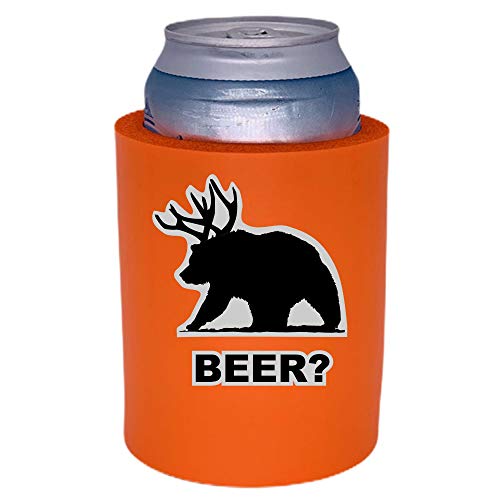 Beer Bear Thick Foam Can Coolie (Orange, 2 Pack)