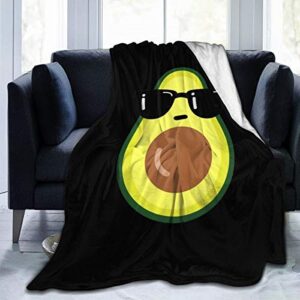 guann ultra-soft micro fleece blanket avocado icon with sunglasses soft and warm throw blanket for bed couch living room 80"" x60