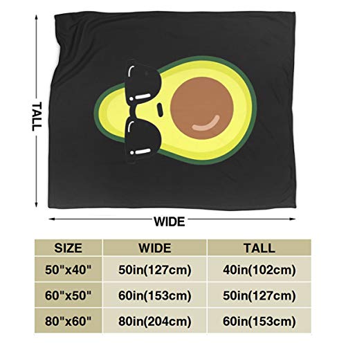 GUANN Ultra-Soft Micro Fleece Blanket Avocado Icon with Sunglasses Soft and Warm Throw Blanket for Bed Couch Living Room 80"" x60