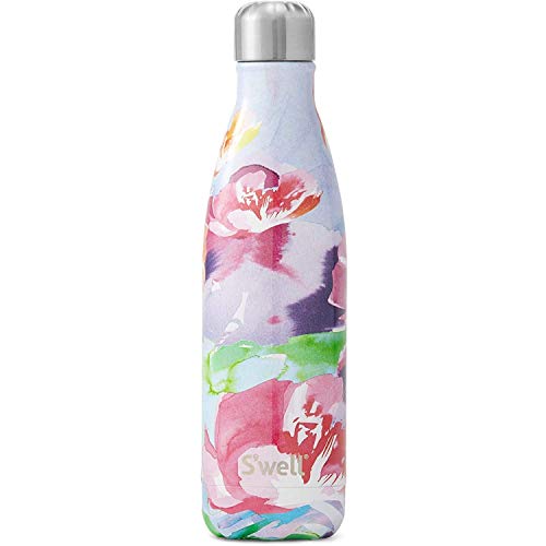 S'well Stainless Steel Water Bottle - 17 Fl Oz - Lilac Posy - Triple-Layered Vacuum-Insulated Containers Keeps Drinks Cold for 36 Hours and Hot for 18 - BPA-Free - Perfect for the Go