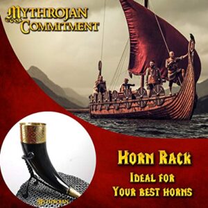 Mythrojan Hand Forged Drinking Ale Horn Rack Twisted Iron Ale Mead Horn Stand Medieval & Viking