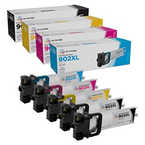 ld products remanufactured ink cartridge replacements for epson 902xl high capacity (2 black, 1 cyan, 1 magenta, 1 yellow, 5-pack) for workforce pro: wf-c5210, wf-c5290, wf-c5710, wf-c5790, wf-c5790dw