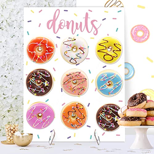 Huray Rayho Sprinkles Donut Wall Party Decoration Doughnut Food Buffet Display Stand Dessert Table Pegboard Treats Holder Centerpieces Ideas Reusable Rainbow Colorful Dashes Board Set of 1