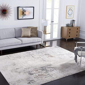 safavieh aston collection 8' x 10' ivory/grey asn708a modern abstract non-shedding living room bedroom dining home office area rug