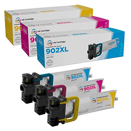 LD Remanufactured Ink Cartridge Replacements for Epson 902XL High Capacity (Cyan, Magenta, Yellow, 3-Pack)