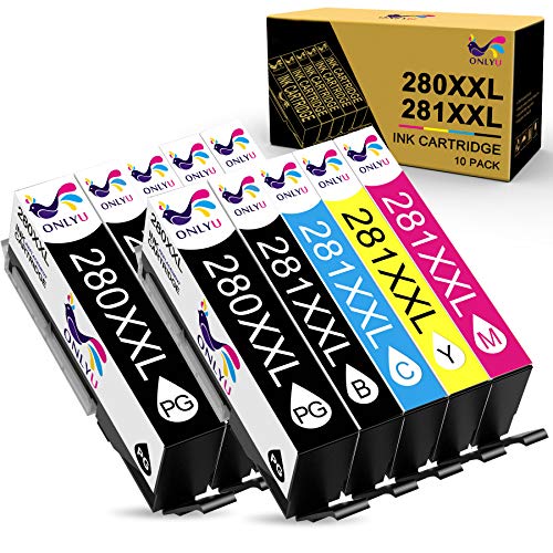 ONLYU Compatible Ink Cartridge Replacement for Canon 280 281 PGI 280 XXL CLI 281 XXL for PIXMA TR8520 TR7520 TS6120 TS6220 TS6320 TS8120 TS8220 TS9120 TS9520 TS9521C TS702 Printer (10 Pack)