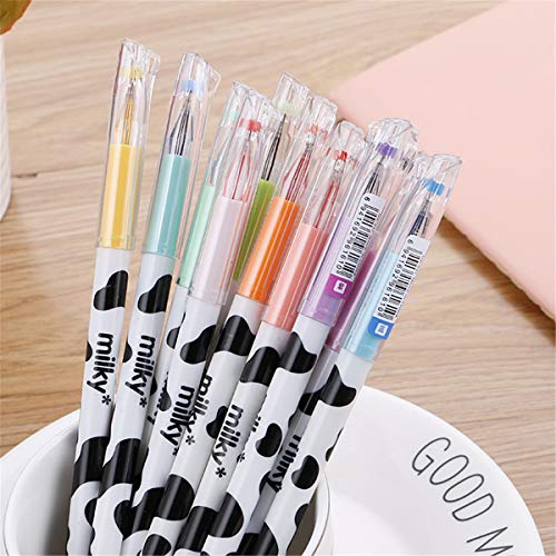 Yansanido Pack of 12 Colors Kawaii Cow Design Gel Pen for Office School Home Travel Gift for Friends and students (12)